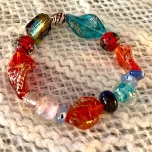 Art Glass Beaded Bracelet Art to wear hand blown beaded